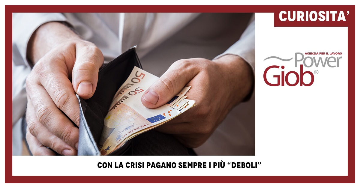 CON LA CRISI PAGANO SEMPRE I PIà™ â€œDEBOLIâ€